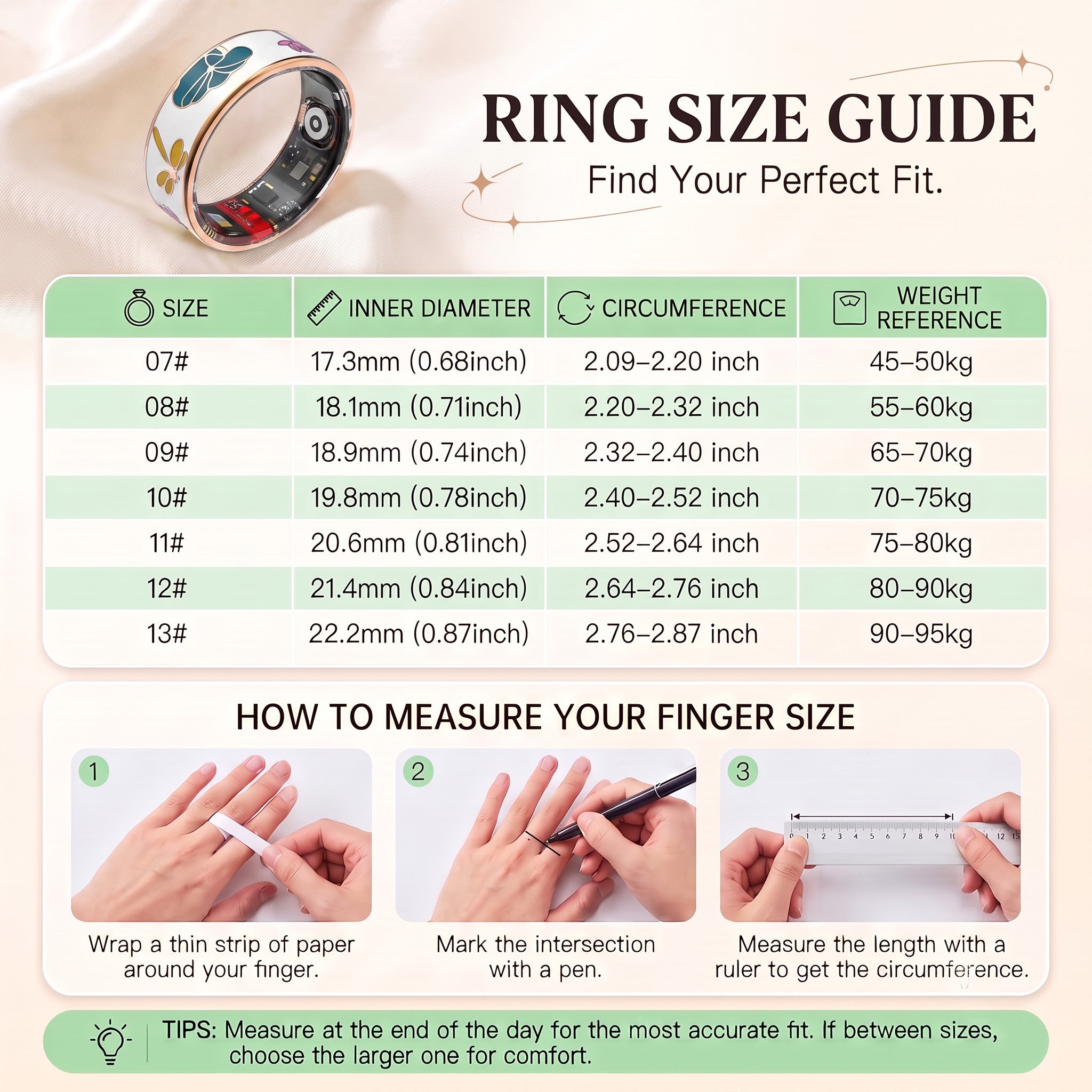 Dragonfly And Flowers Abstract Artwork Luna Smart Ring IP68 Waterproof Sleep and Fitness Tracker Rings - DAA02
