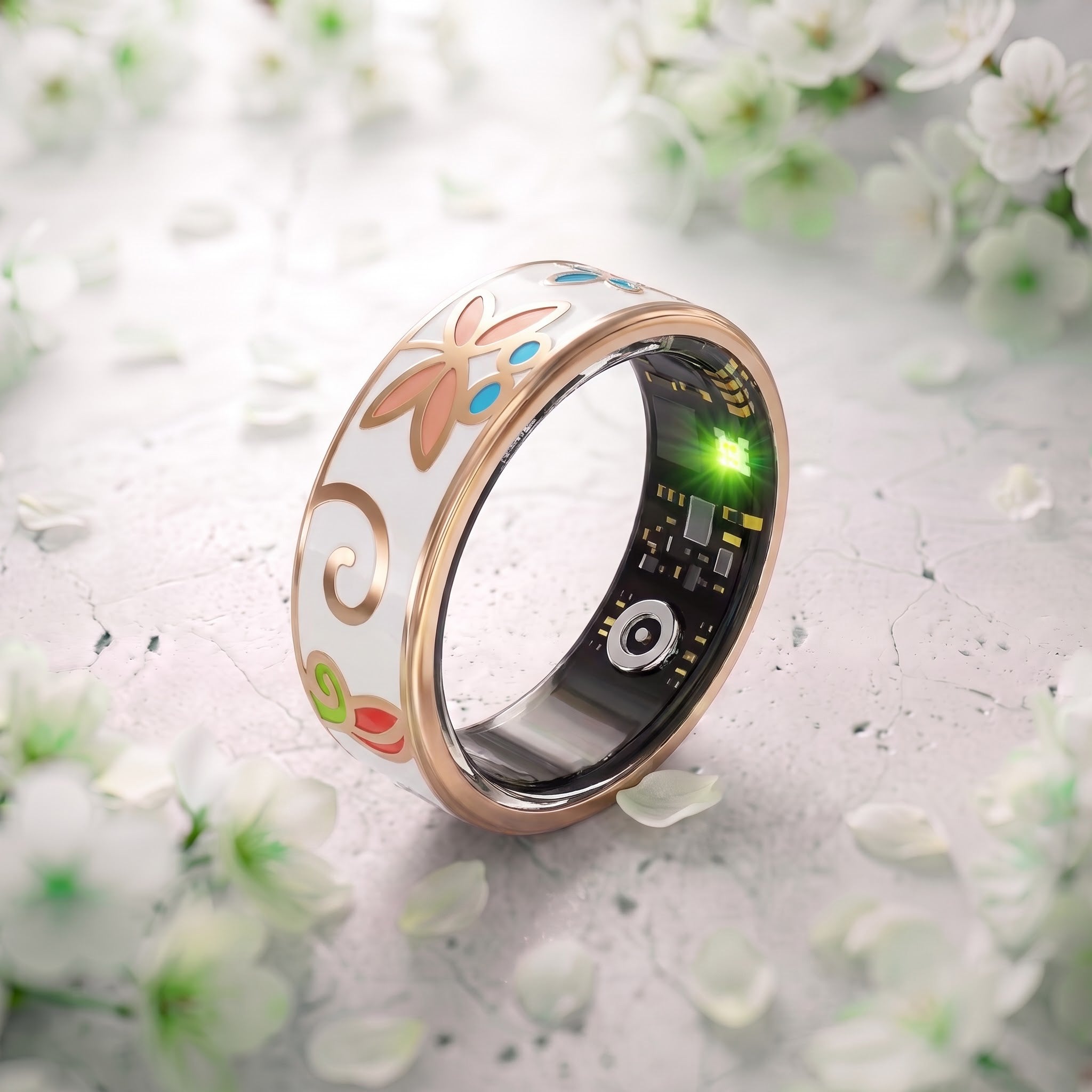 Dragonfly Abstract Artwork Luna Smart Ring IP68 Waterproof Sleep and Fitness Tracker Rings - DAA01