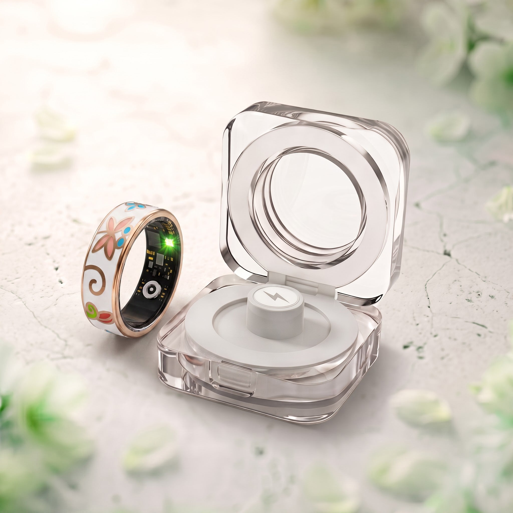 Dragonfly Abstract Artwork Luna Smart Ring IP68 Waterproof Sleep and Fitness Tracker Rings - DAA01
