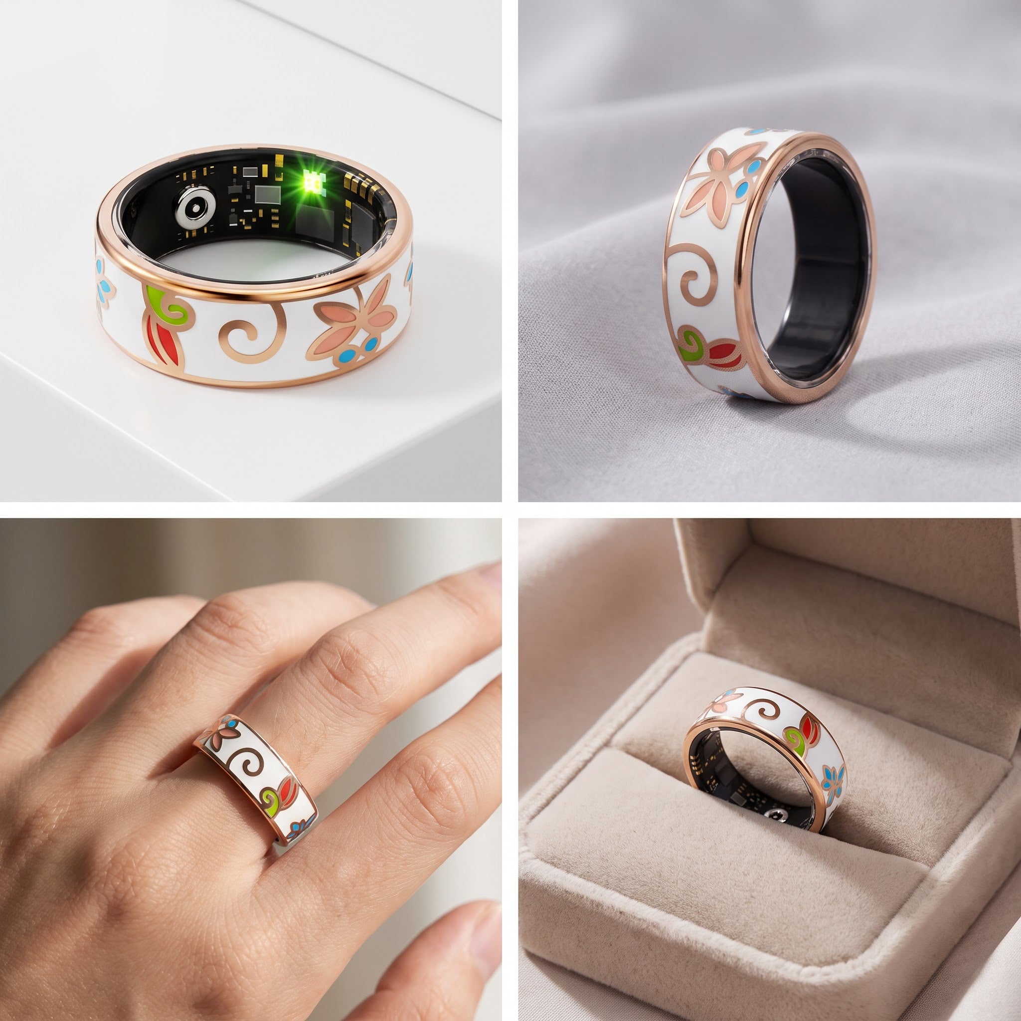 Dragonfly Abstract Artwork Luna Smart Ring IP68 Waterproof Sleep and Fitness Tracker Rings - DAA01