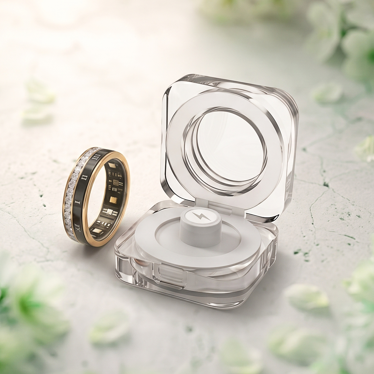Crystal Luna Smart Ring IP68 Waterproof Sleep and Fitness Tracker Rings
