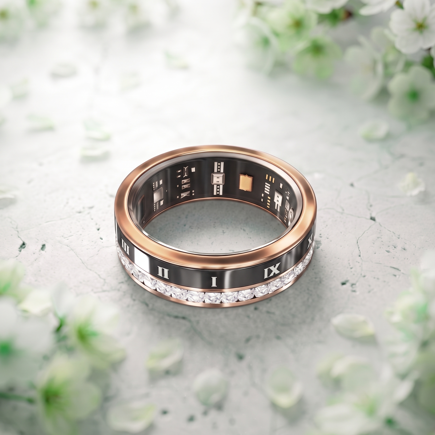 Crystal Luna Smart Ring IP68 Waterproof Sleep and Fitness Tracker Rings