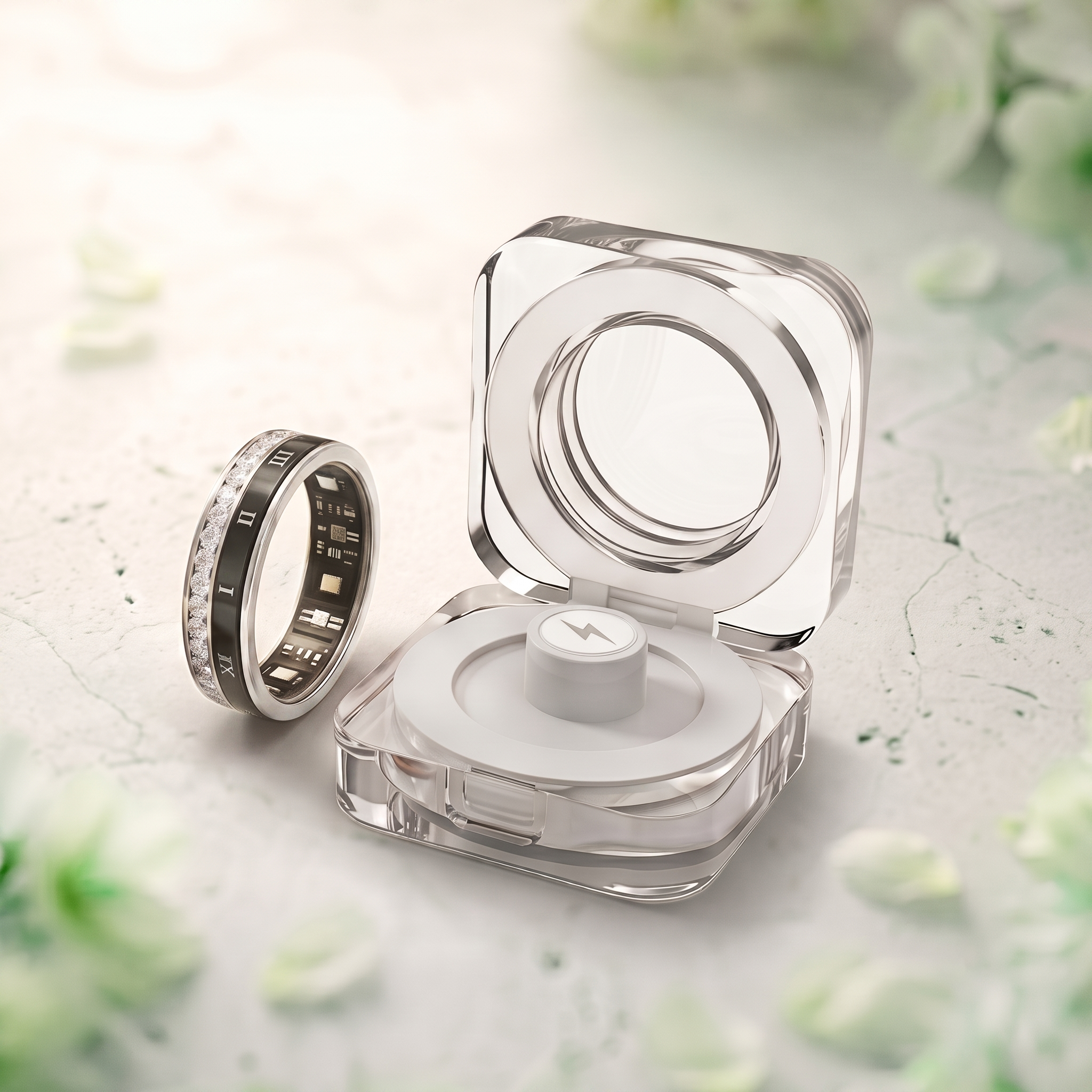 Crystal Luna Smart Ring IP68 Waterproof Sleep and Fitness Tracker Rings