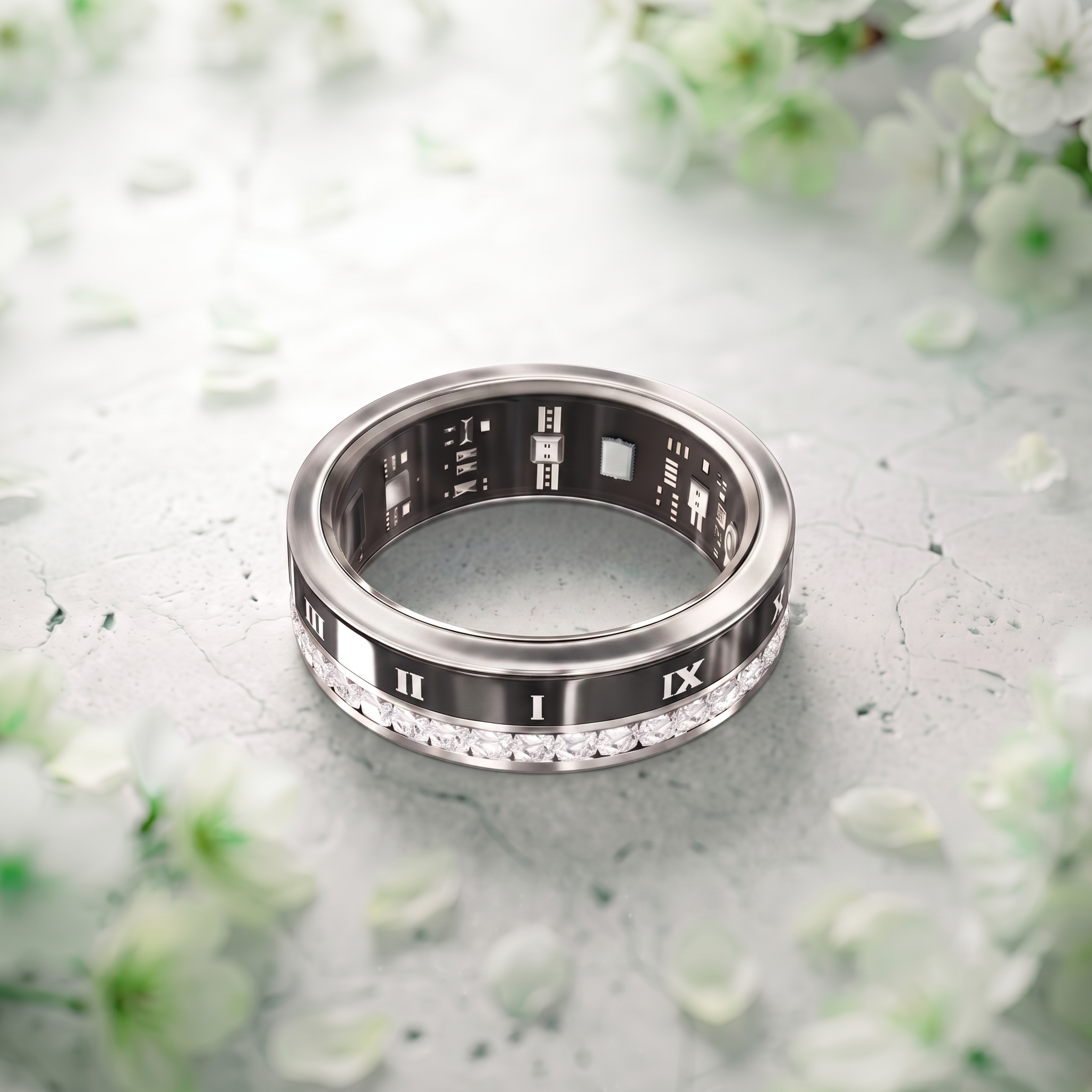 Crystal Luna Smart Ring IP68 Waterproof Sleep and Fitness Tracker Rings