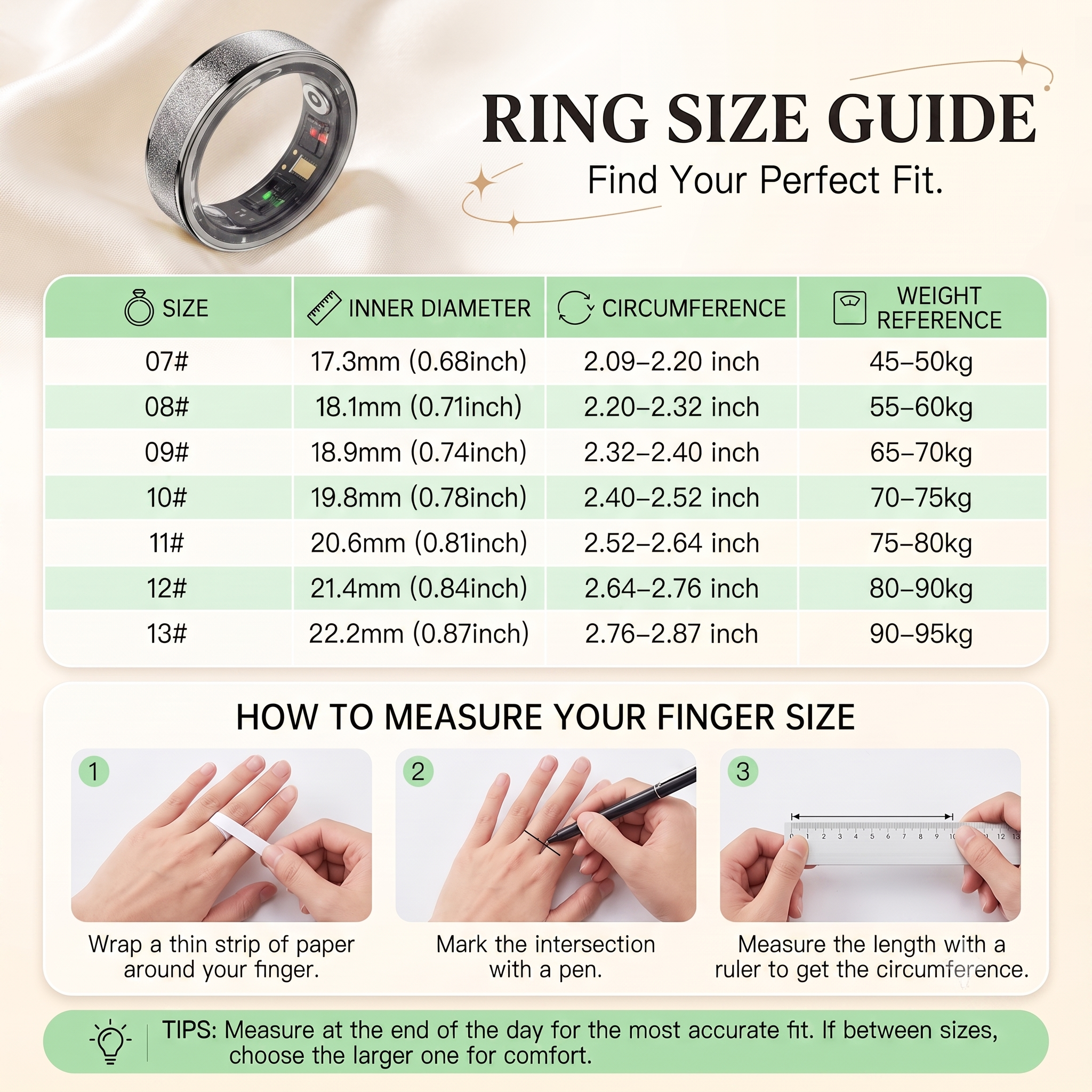 Frosted Luna Smart Ring IP68 Waterproof Sleep and Fitness Tracker Rings