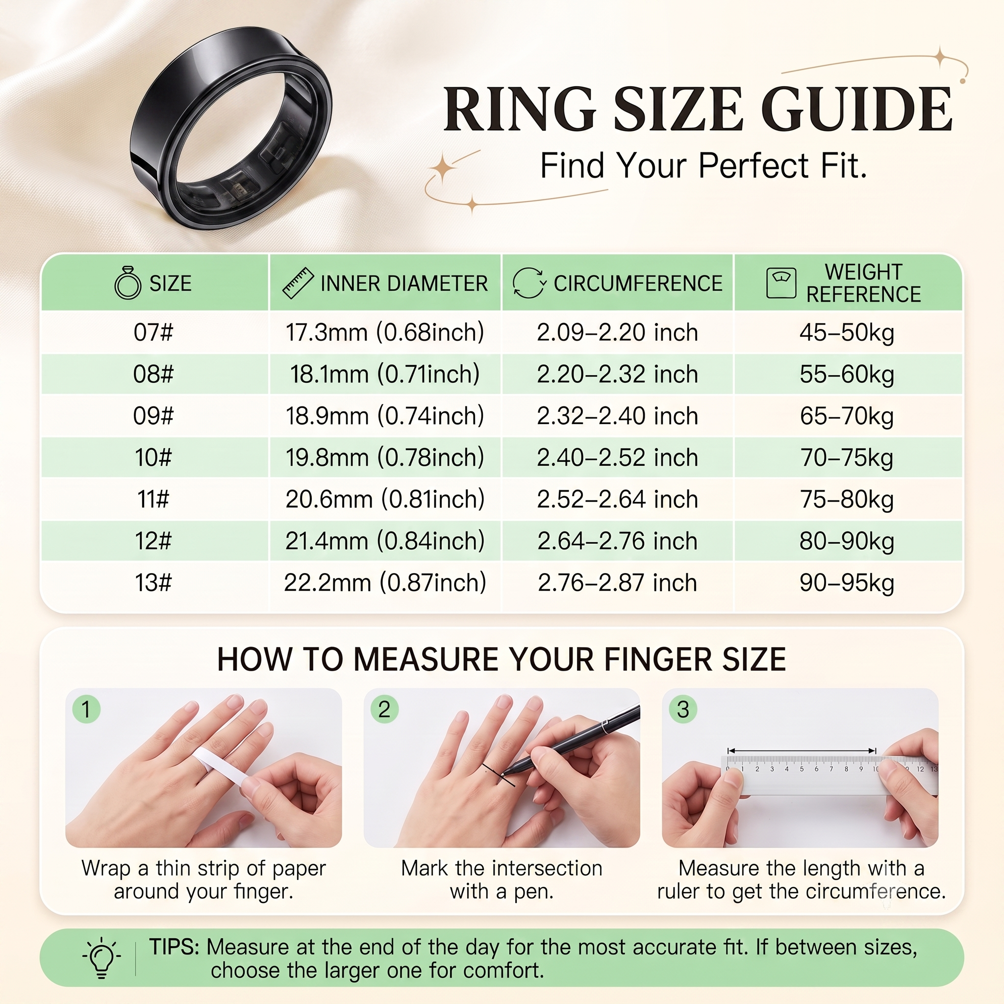 Luna Smart Ring IP68 Waterproof Sleep and Fitness Tracker Rings - R02